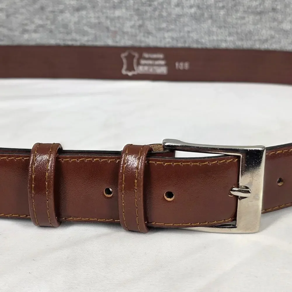 GENUINE LEATHER MADE IN SPAIN BROWN BRAIDED SIZE 42 BELT – QUALITY CRAFTSMANSHIP
